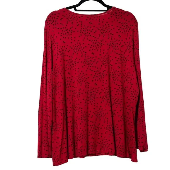 J. Jill Wearever Collection women's size XL red print long sleeve top - Picture 3 of 7
